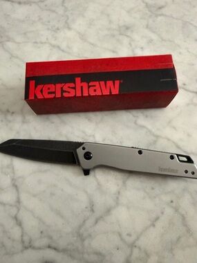 Kershaw Slim Pocket Knife - Silver Handle, Black Blade